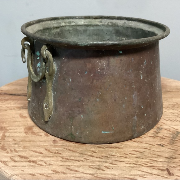 🟡 Vintage (Antique - ?)Copper Pot - Brass Handles - Beautiful Patina - Rare - Picture 6 of 14